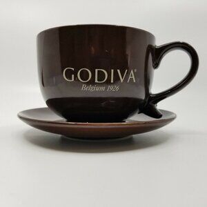 Godiva Belgium 1926 Coffee Cup Mug Tea Cup with Saucer Plate Set Brown